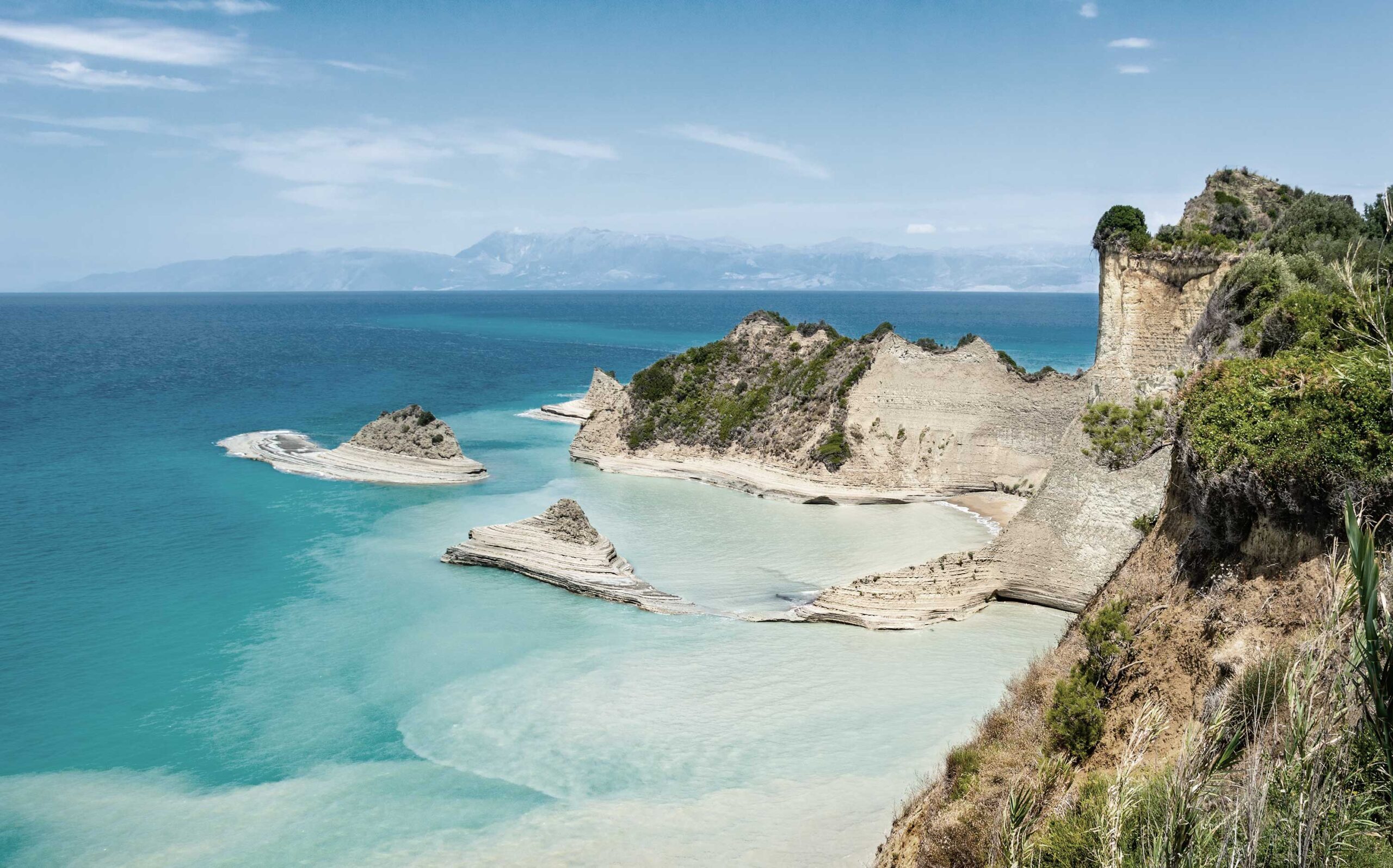 Turquoise Corfu sea and coastline